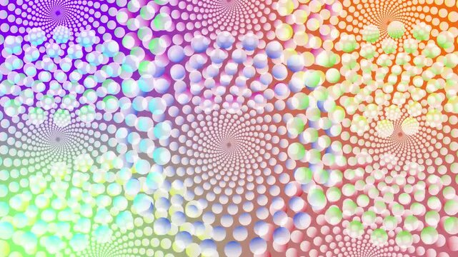 Animated video of various colorful, rotating circles set against a multicolored gradient background