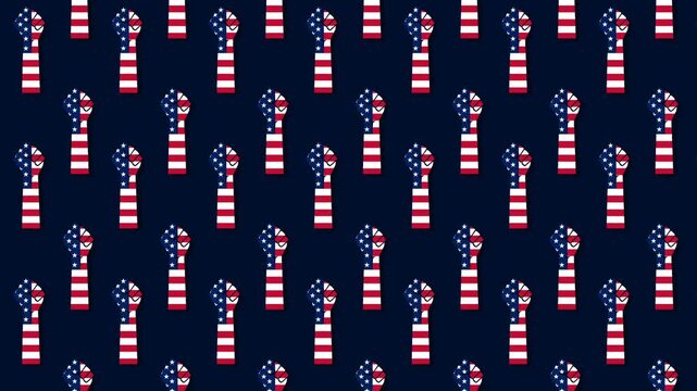 Patriotic American Flag Raised Fist Pattern Loop for Emancipation Day and Juneteenth Celebration.
