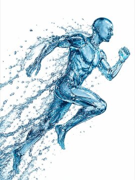 Digital human runner with motion blur and energy lines