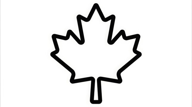 Nature - Black and white outline drawing of a Canadian maple leaf icon