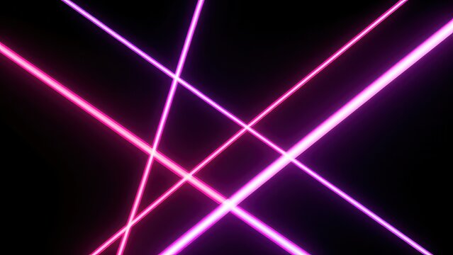abstract neon light beams intersecting on black background futuristic gradient glowing pink purple studio setting for modern tech banner ad