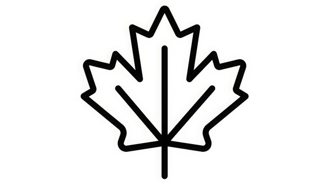 Nature - Black outline maple leaf icon on a white background