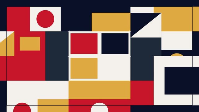 Abstract Geometric Bauhaus Style Motion Background with Moving Shapes