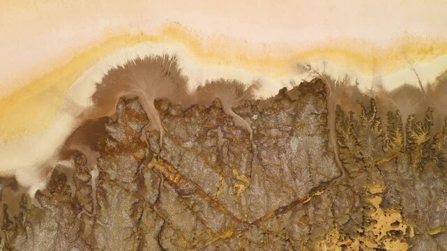 Aerial view of the colorful mineral deposits and salt formations of the Geothermal Area in Dalol, Afar, Ethiopia.
