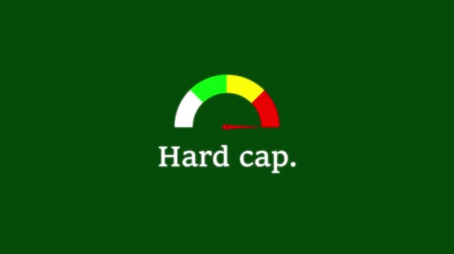 Hard cap gauge animation: financial limit and risk management indicator for business data visualization