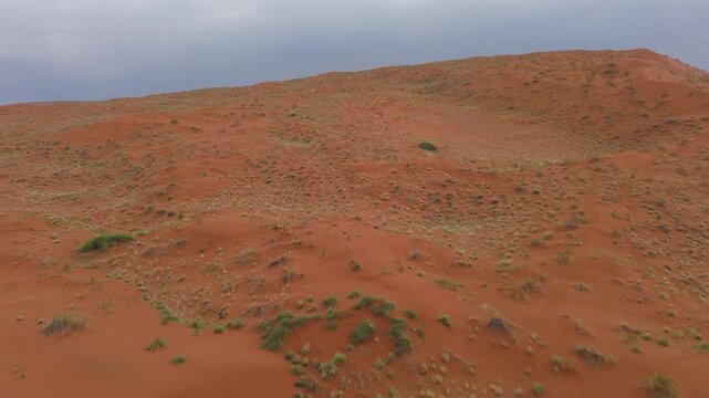 Landscapes of Namibia, drone flight over the Elim dune, Namib Desert.