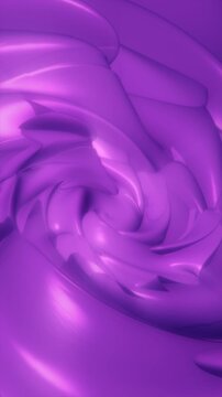 Abstract purple vortex formed by smooth glossy fluid shapes and flowing folds, creating a futuristic monochrome background with sculptural depth.