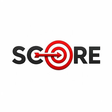 Modern black and red target score logo with arrow