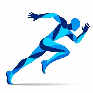 Athlete running with dynamic blue and dark blue gradient body