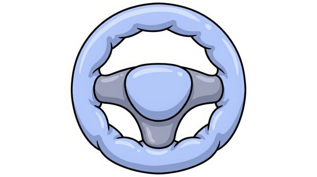 Transportation - Cartoon steering wheel illustration with blue cover