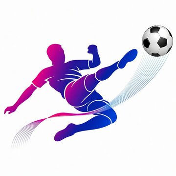 Athlete kicking soccer ball in dynamic action pose