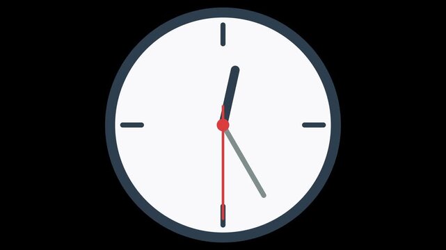 Minimalist flat vector illustration of a simple wall clock showing time