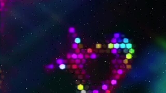 Abstract Honeycomb Pattern with Vibrant Neon Light Particles.
