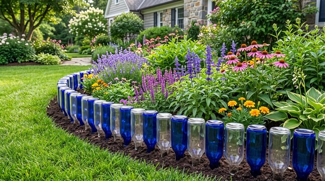 Garden Border Made from Recycled Glass Bottles.