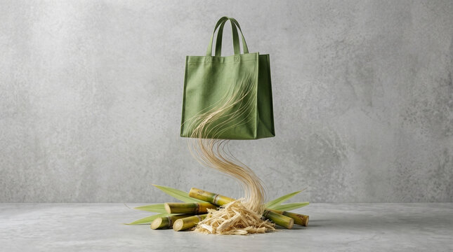 Sustainable Shopping Bag Made from Sugarcane Bagasse.