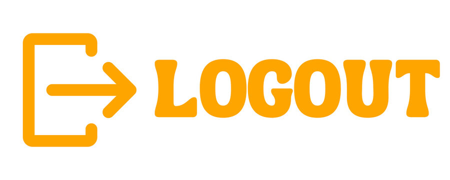 Orange Logout Button Icon Isolated on Transparent Background PNG Sign Out Vector Symbol