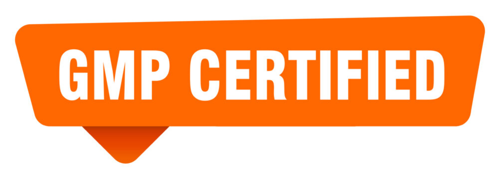 gmp certified sticker. gmp certified orange sign isolated on transpatent background