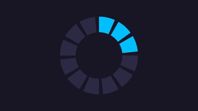 Blue circular progress loading bar animation footage on dark background for system update status.