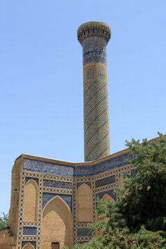 The Mausoleum of Amir Timur was built between 1399 and 1405. The tile decorations on the structure's walls are striking.