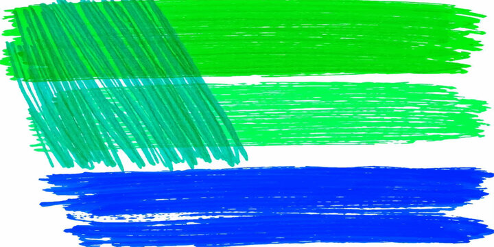 Vibrant complementary colors in a hand-drawn sketch style with rough, textured pencil strokes, showcasing contrasting emerald green and royal blue tones on a white background