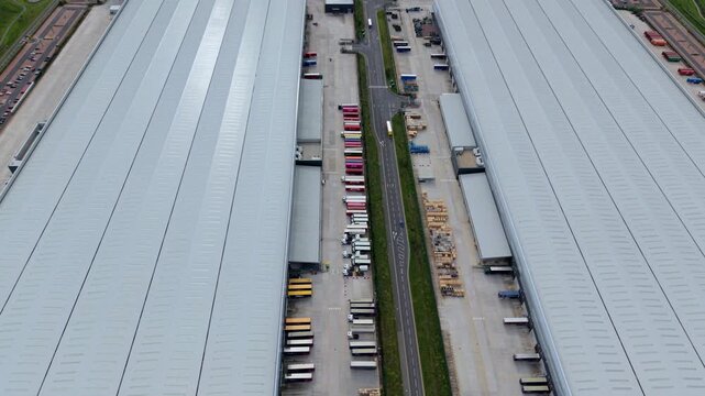 Aerial View of Massive Logistics Hub and Heavy HGV Freight Traffic in Appleby Magna