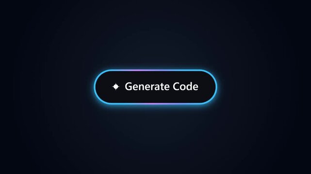 Generate Code Animated Dark UI Button Blue Glow Neon Cyberpunk Graphic Asset for Coding Tutorial App UI Overlay Loop