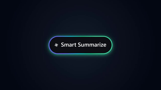Smart Summarize AI Glow Button Cyberpunk Dark Neon UI Graphic Animation Video Asset for SaaS Website App Overlay Loop