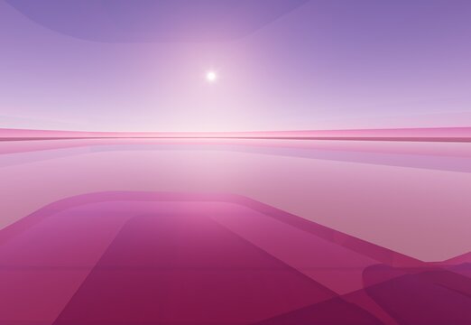Composici&oacute;n abstracta 3D de ondas moradas y luz rosa