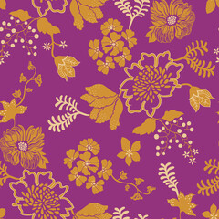 Vibrant Traditional Floral Botanical Pattern Design © Sumitra