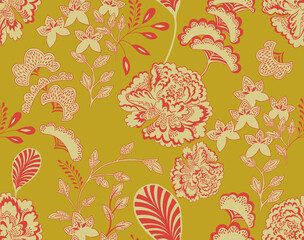 Vibrant Traditional Floral Botanical Pattern Design © Sumitra