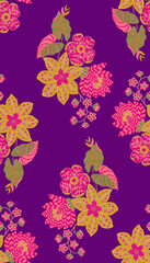 Vibrant Traditional Floral Botanical Pattern Design © Sumitra