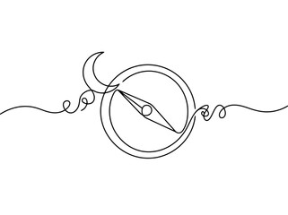 Obraz premium A compass with a moon and swirls suggesting travel and direction and dreams