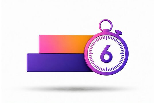 Colorful digital timer showing six minutes on a gradient bar