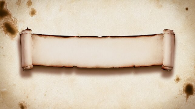 Antique parchment paper scroll banner with blank space for text on vintage textured background