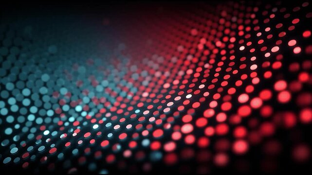 Abstract Red and Blue Glowing Particle Wave Background with Futuristic Digital Data Visualization and Technology Concept