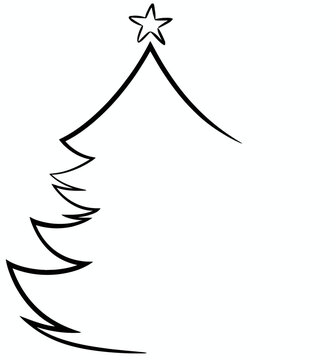 Minimalist line art Christmas tree with star holiday illustration