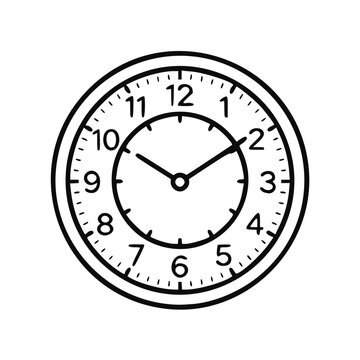 Black and white line art vector icon of a classic wall clock
