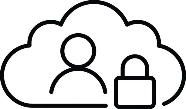 Cloud computing user privacy security icon line art design.