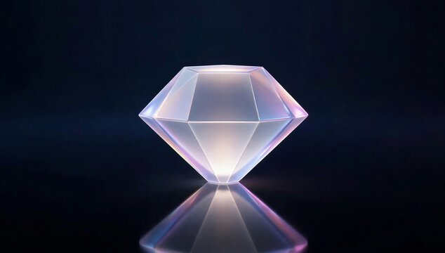 Glowing crystal gem with reflection on dark background symbolizes data quality management v3, precision, trust, and high value information control.