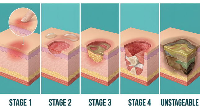 medical illustration of Stage of bedsore