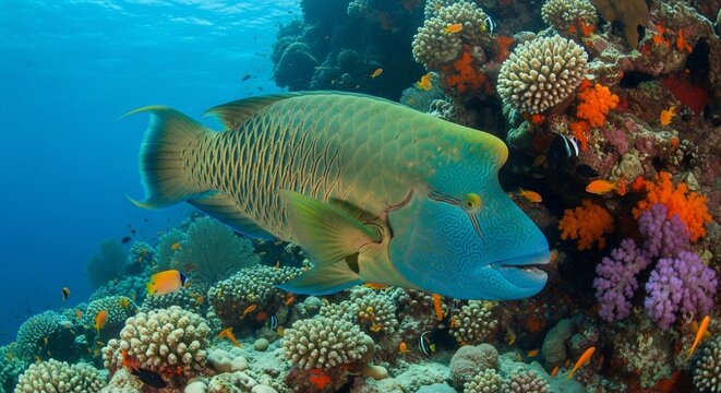 Underwater fish and coral reef