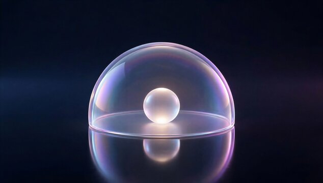 Futuristic translucent sphere with inner glow on a dark background symbolizes privacy management software, data protection, trust, and secure digital control.