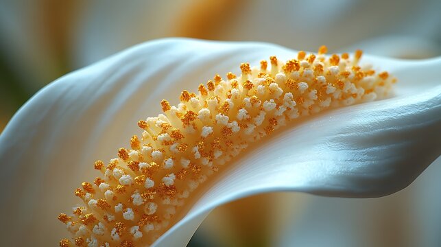 Close-up of a white calla lily flower with yellow spadix