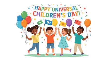 Fototapeta premium Diverse Children Celebrating Universal Children's Day