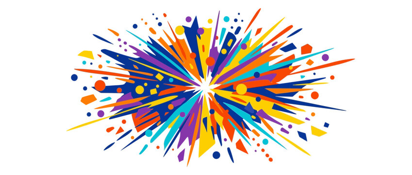 Vibrant Abstract Explosion of Geometric Shapes and Colors