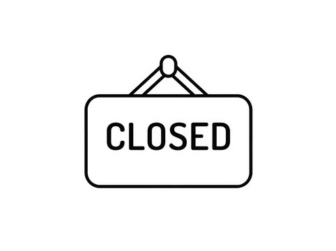 Closed sign hanging on a string isolated on a transparent background