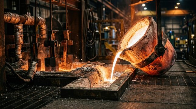 Aluminum smelting with molten metal pouring from a crucible into refractory channels beside graphite anodes and furnace walls