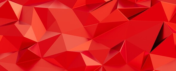 Naklejka premium Vibrant red abstract geometric background with polygonal facets and low poly texture. Ideal for mode