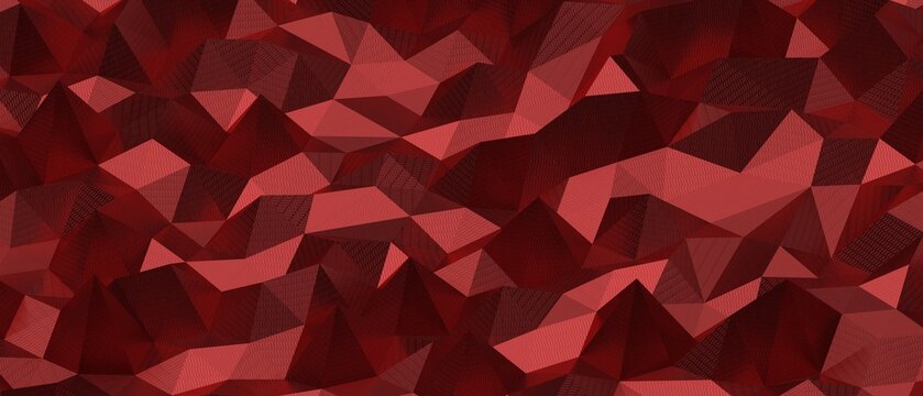 Dynamic low polygon background with shades of red and dark textures