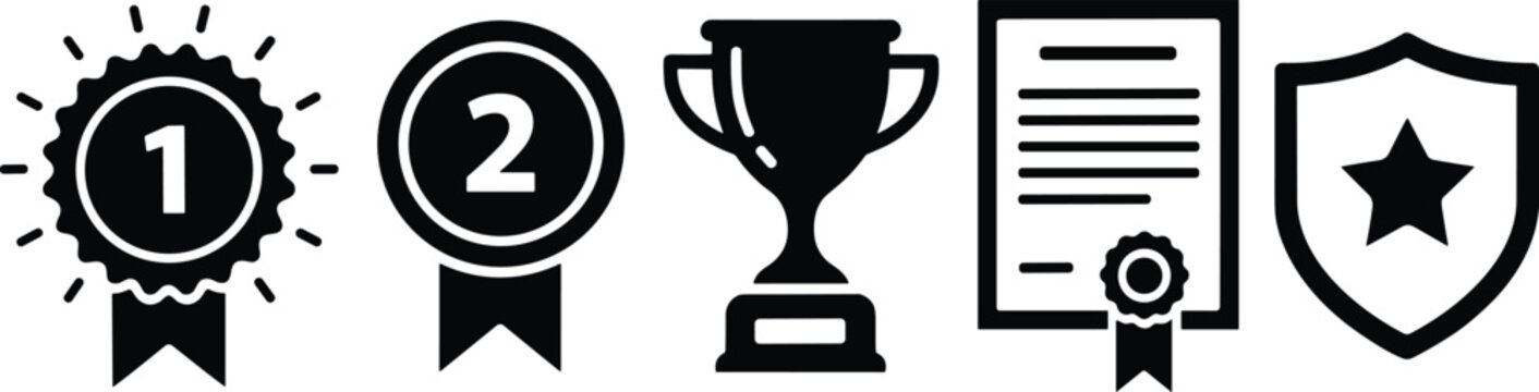 Five Achievement Award and Ranking Icons Collection